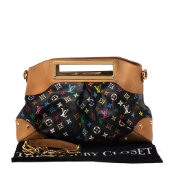 Pre Owned Louis Vuitton Black Multicolore Monogram Canvas Judy GM Bag            