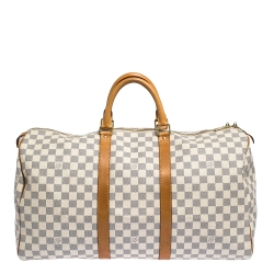 Pre Owned Louis Vuitton Damier Azur Canvas Keepall 50 Duffel Bag
