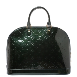 Pre Owned Louis Vuitton Blue Nuit Monogram Vernis Alma GM Bag