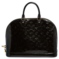 Pre Owned Louis Vuitton Terre D’Ombre Monogram Vernis Alma GM Bag