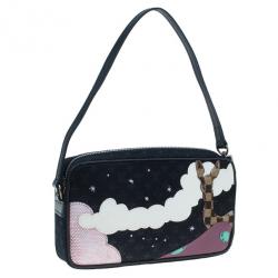 Pre Owned Louis Vuitton Black Suede Giraffe Conte De Fees Pochette