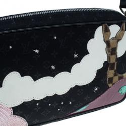 Pre Owned Louis Vuitton Black Suede Giraffe Conte De Fees Pochette