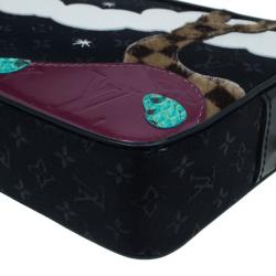 Pre Owned Louis Vuitton Black Suede Giraffe Conte De Fees Pochette