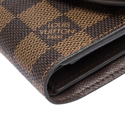 Pre Owned Louis Vuitton Magnolia Damier Ebene Normandy Compact Wallet