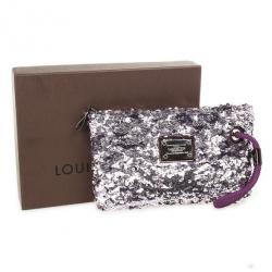 Pre Owned Louis Vuitton Silver Pochette Rococo Wristlet Clutch