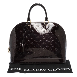 Pre Owned Louis Vuitton Amarante Monogram Vernis Alma GM Bag