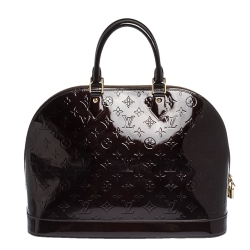 Pre Owned Louis Vuitton Amarante Monogram Vernis Alma GM Bag