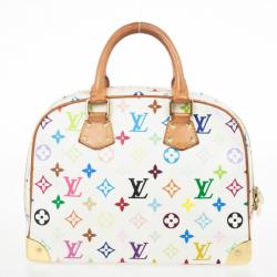 Pre Owned Louis Vuitton White Multicolour Monogram Deauville Boston