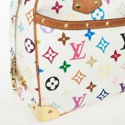 Pre Owned Louis Vuitton White Multicolour Monogram Deauville Boston