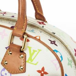 Pre Owned Louis Vuitton White Multicolour Monogram Deauville Boston