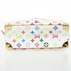 Pre Owned Louis Vuitton White Multicolour Monogram Deauville Boston