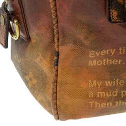 Pre Owned Louis Vuitton Red Monogram Limited Edition Richard Prince Mancrazy Jokes Bag