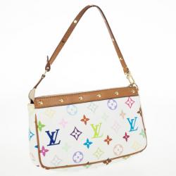 Pre Owned Louis Vuitton White Multicolore Monogram Pochette Handbag