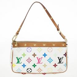 Pre Owned Louis Vuitton White Multicolore Monogram Pochette Handbag