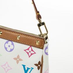 Pre Owned Louis Vuitton White Multicolore Monogram Pochette Handbag