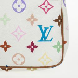 Pre Owned Louis Vuitton White Multicolore Monogram Pochette Handbag