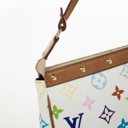 Pre Owned Louis Vuitton White Multicolore Monogram Pochette Handbag