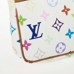 Pre Owned Louis Vuitton White Multicolore Monogram Pochette Handbag