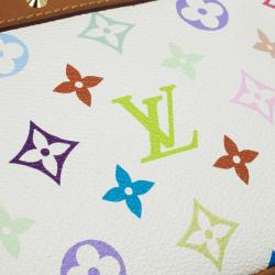 Pre Owned Louis Vuitton White Multicolore Monogram Pochette Handbag