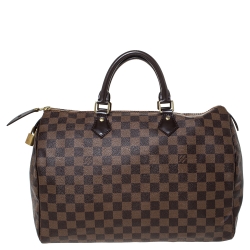 Pre Owned Louis Vuitton Damier Ebene Canvas Speedy 35 Bag