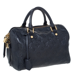 Pre Owned Louis Vuitton Blue Infini Monogram Empreinte Leather Speedy Bandouliere 25 Bag