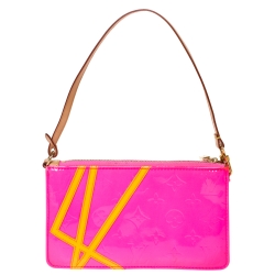 Pre Owned Louis Vuitton Fluo Rose Monogram Vernis Robert Wilson Lexington Pochette Bag