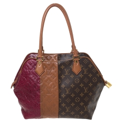 Pre Owned Louis Vuitton Bordeaux Monogram Canvas and Leather Limited Edition Blocks Zipped Bag
