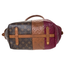 Pre Owned Louis Vuitton Bordeaux Monogram Canvas and Leather Limited Edition Blocks Zipped Bag
