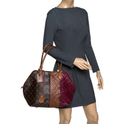 A BROWN, BLUE & BLACK MONOGRAM CANVAS & LEATHER BLOCKS TOTE BAG WITH GOLD  HARDWARE, LOUIS VUITTON, 2011