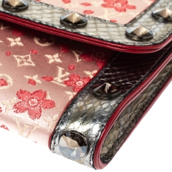 Pre Owned  Louis Vuitton Red Cherry Blossom Monogram Satin Limited Edition Takashi Murakami Bag