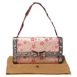 Pre Owned  Louis Vuitton Red Cherry Blossom Monogram Satin Limited Edition Takashi Murakami Bag