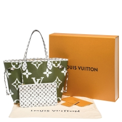 Louis Vuitton Khaki Giant Monogram Canvas Neverfull MM Bag