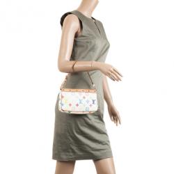 Pre Owned Louis Vuitton White Multicolore Pochette Accessoires