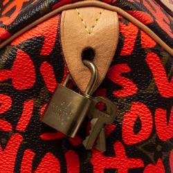 مملوكة مسبقًا Louis Vuitton Monogram Canvas Neon Orange Graffiti Stephen Sprouse Speedy 30 Bag