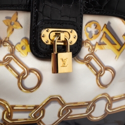 مملوكة مسبقًا Louis Vuitton Black Alligator and Monogram Charms Linda Scarf Bag