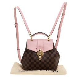 Pre Owned حقيبة ظهر لوي فيتون "كلابتون" كانفاس دامييه إيبني وردي فاتح