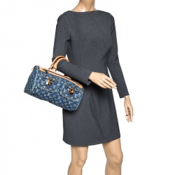 Pre Owned Louis Vuitton Blue Monogram Denim Neo Speedy Bag