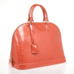 Pre Owned Louis Vuitton Orange Vernis Alma GM