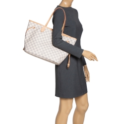 Pre Owned Louis Vuitton Damier Azur Canvas Neverfull MM Bag