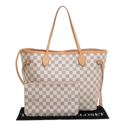 Pre Owned Louis Vuitton Damier Azur Canvas Neverfull MM Bag