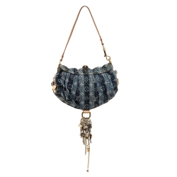 Pre Owned Louis Vuitton Blue Monogram Denim Limited Edition Mini Pleaty Raye Customise Bag