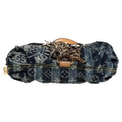 Pre Owned Louis Vuitton Blue Monogram Denim Limited Edition Mini Pleaty Raye Customise Bag