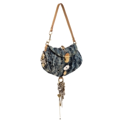 Pre Owned Louis Vuitton Blue Monogram Denim Limited Edition Mini Pleaty Raye Customise Bag