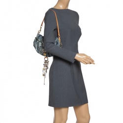 Pre Owned Louis Vuitton Blue Monogram Denim Limited Edition Mini Pleaty Raye Customise Bag