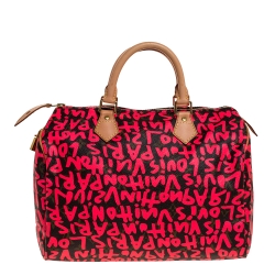 Pre Owned Louis Vuitton Pink Monogram Canvas Graffiti Stephen Sprouse Speedy 30 Bag