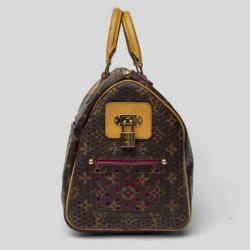 Pre Owned Louis Vuitton Fuchsia Perforated Speedy 30 Bag Limited Edition