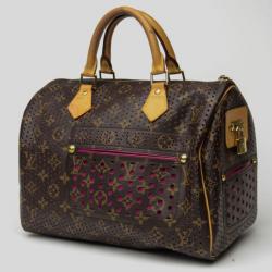 Pre Owned Louis Vuitton Fuchsia Perforated Speedy 30 Bag Limited Edition