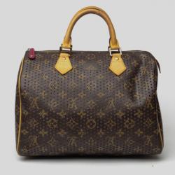 Pre Owned Louis Vuitton Fuchsia Perforated Speedy 30 Bag Limited Edition