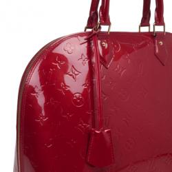 Pre Owned Louis Vuitton Red Monogram Vernis Alma MM