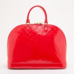 Pre Owned Louis Vuitton Rouge Grenadine Vernis Alma MM